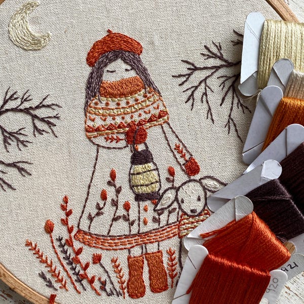 dog walker hand embroidery pdf pattern