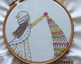 putting up the tree hand embroidery pattern pdf