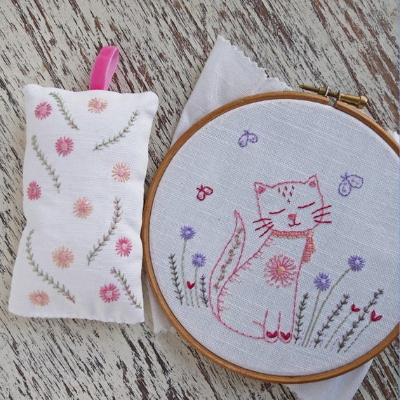 Cross Stitch Kitten Embroidery Iron-On Transfer Pattern