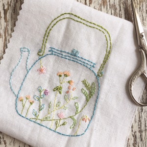 tea time hand embroidery pattern