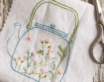 tea time hand embroidery pattern