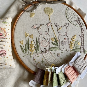 spring bunnies hand embroidery pattern pdf