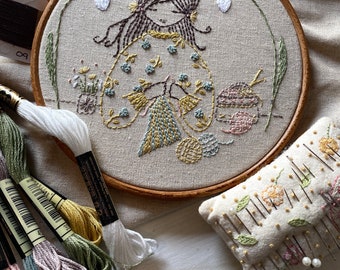 Snowdrop knitter embroidery pattern PDF