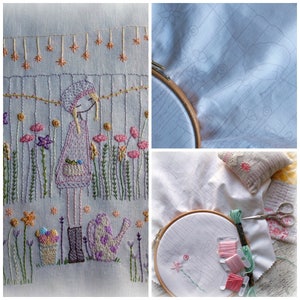 flower gardener embroidery panel