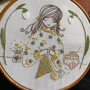 Painel impresso em tricô Snowdrop para bordado