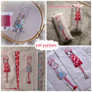 lavender girl hand embroidery pattern PDF