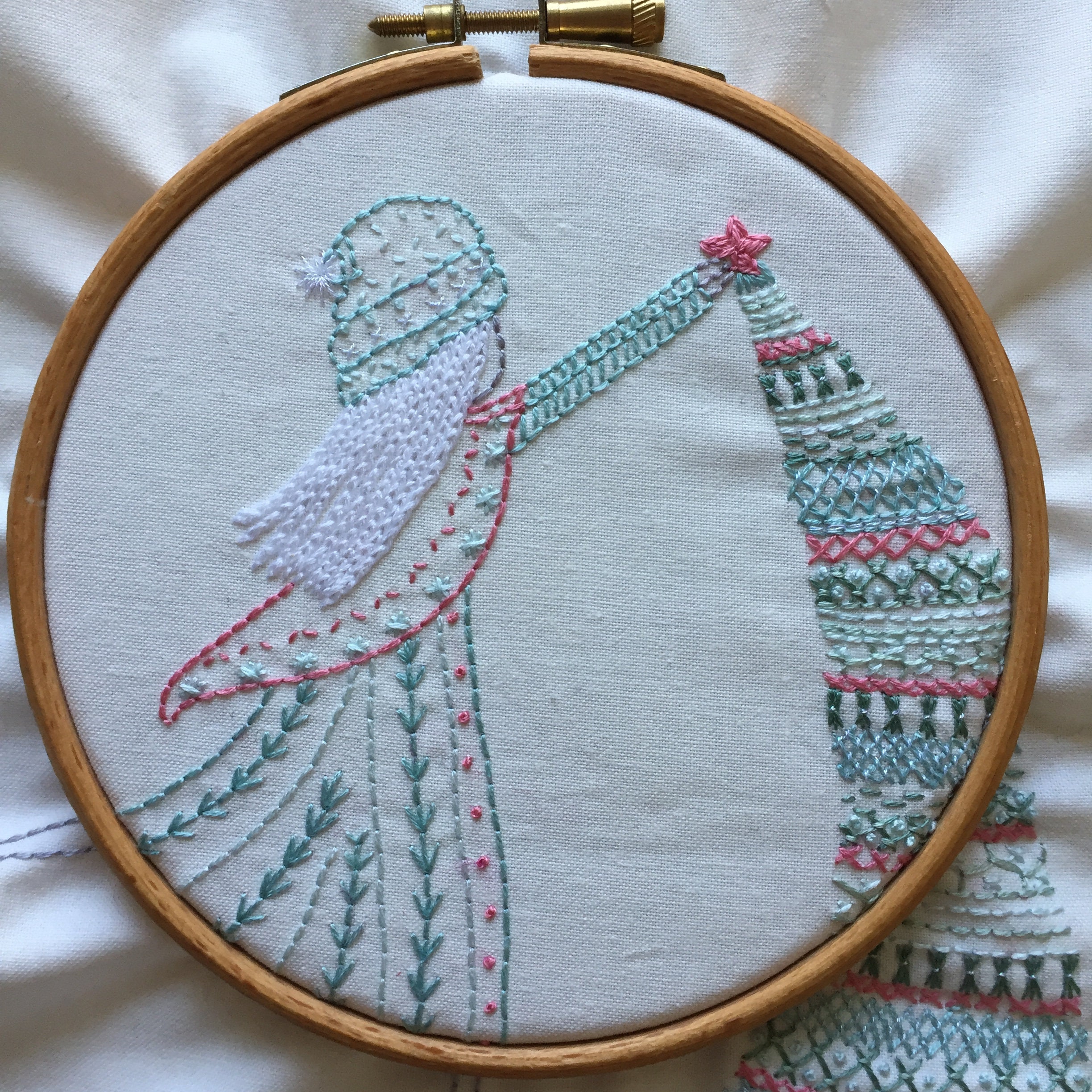 Putting up the tree hand embroidery pattern pdf | Etsy