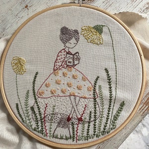 A quiet place to read embroidery panel