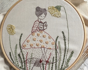 A quiet place to read embroidery panel