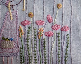 flower gardener embroidery panel