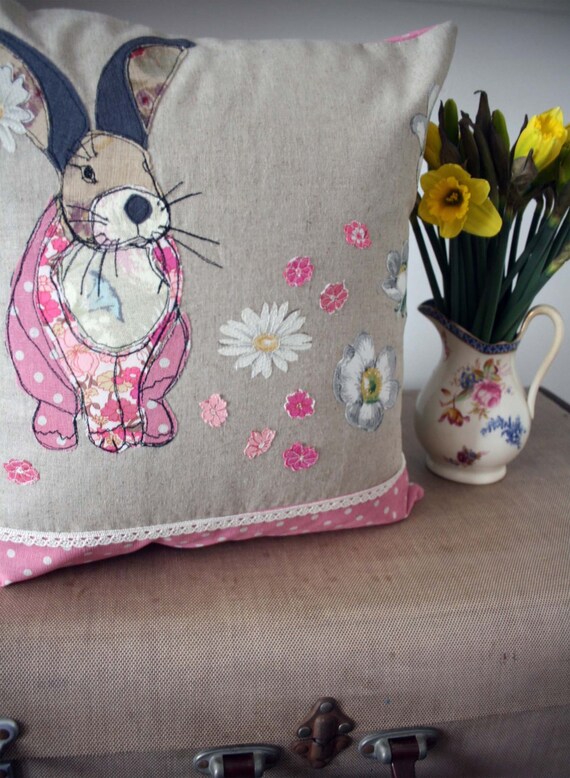 Items similar to Applique Rabbit Cushion on Etsy