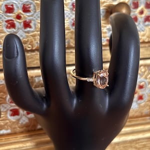 10k Gold Morganite Ring: Oval Pink Gemstone, Lab Diamond Accents