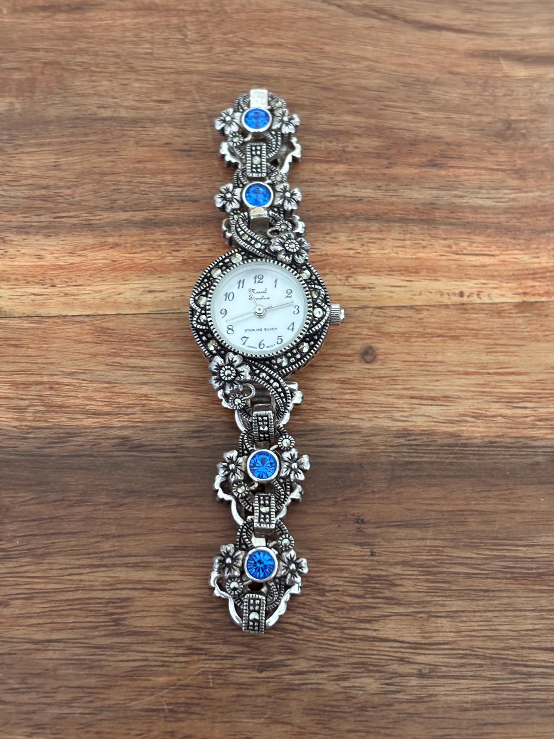 Vintage Marcel Druker Millefiori Floral Watch Bracelet.  7 inches. Silver Tone Marcel Drucker Wristwatches for sale | eBay main image 4