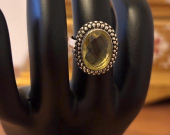 Vintage sterlingsilverring med citronkvarts, storlek 6,5