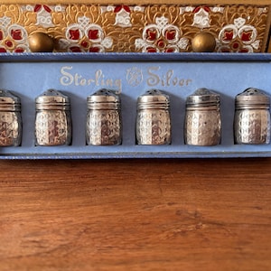Set of 6 Vintage Sterling Silver Salt & Pepper Shakers, Marked Sterling and Signed