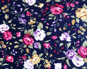 Pink purple rose garden floral quilting cotton fabric by 1/4 1/2 yard or Fat quarter, Vintage golden rose all over small floral fabric