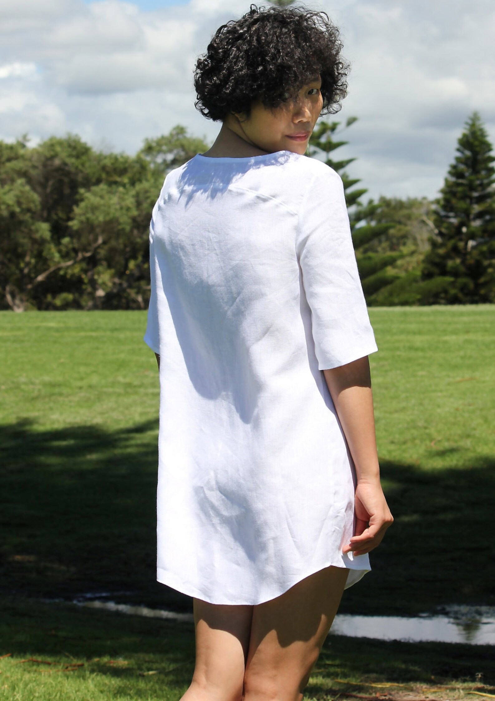 White Organic Linen Shirt Dress for Women Linen Tunic Midi Etsy Australia