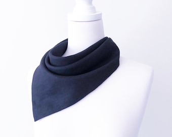 Unisex black organic linen bandana scarf for head or neck, Linen neck gaiter, Face covering, Unique gift for her or him, Handmade Australia