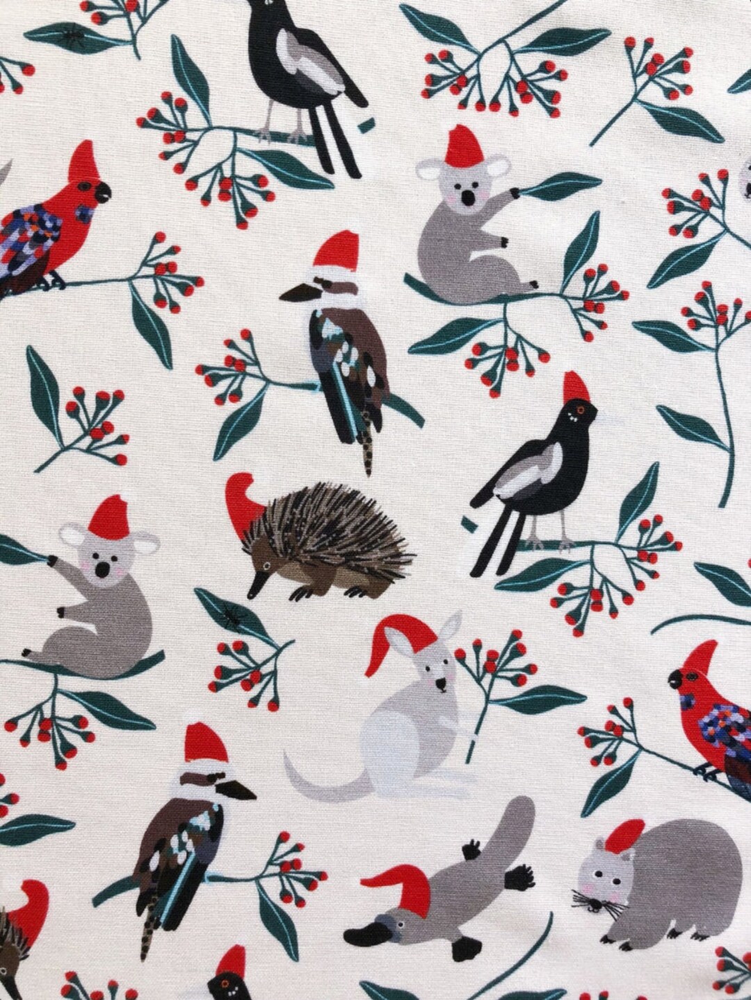 Christmas Aussie Animals Cotton Fabric: Gum Nut Floral Print - Etsy