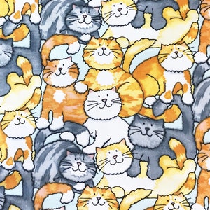 Cat Friends Cotton Quilting Fabric: Cat Lover Illustration - Half Yard/Fat Quarter