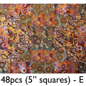 Aboriginal Fabric Charm Pack | 48pcs 5" Precut Cotton Squares | Australian Indigenous Art Quilt Bundle - Various Dreaming Designs