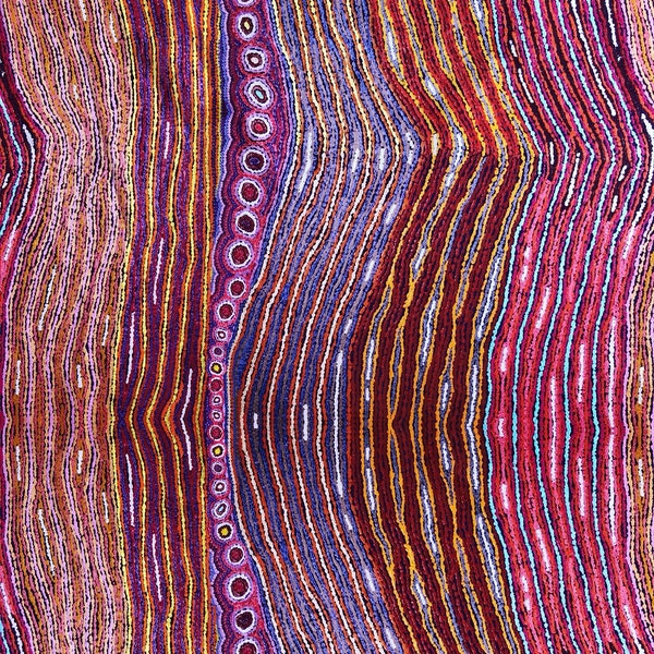 Aboriginal art Lappi Lappi Dreaming orange purple quilting cotton fabric by 1/2 yard or fat quarter, Australian indigenous art fabric