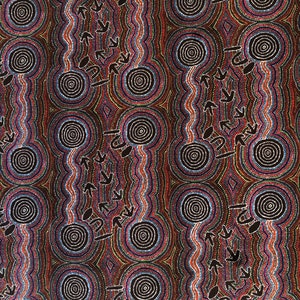 Aboriginal art water dreaming abstract brown quilting cotton fabric by Half yard or Fat quarter, Australian indigenous art fabric