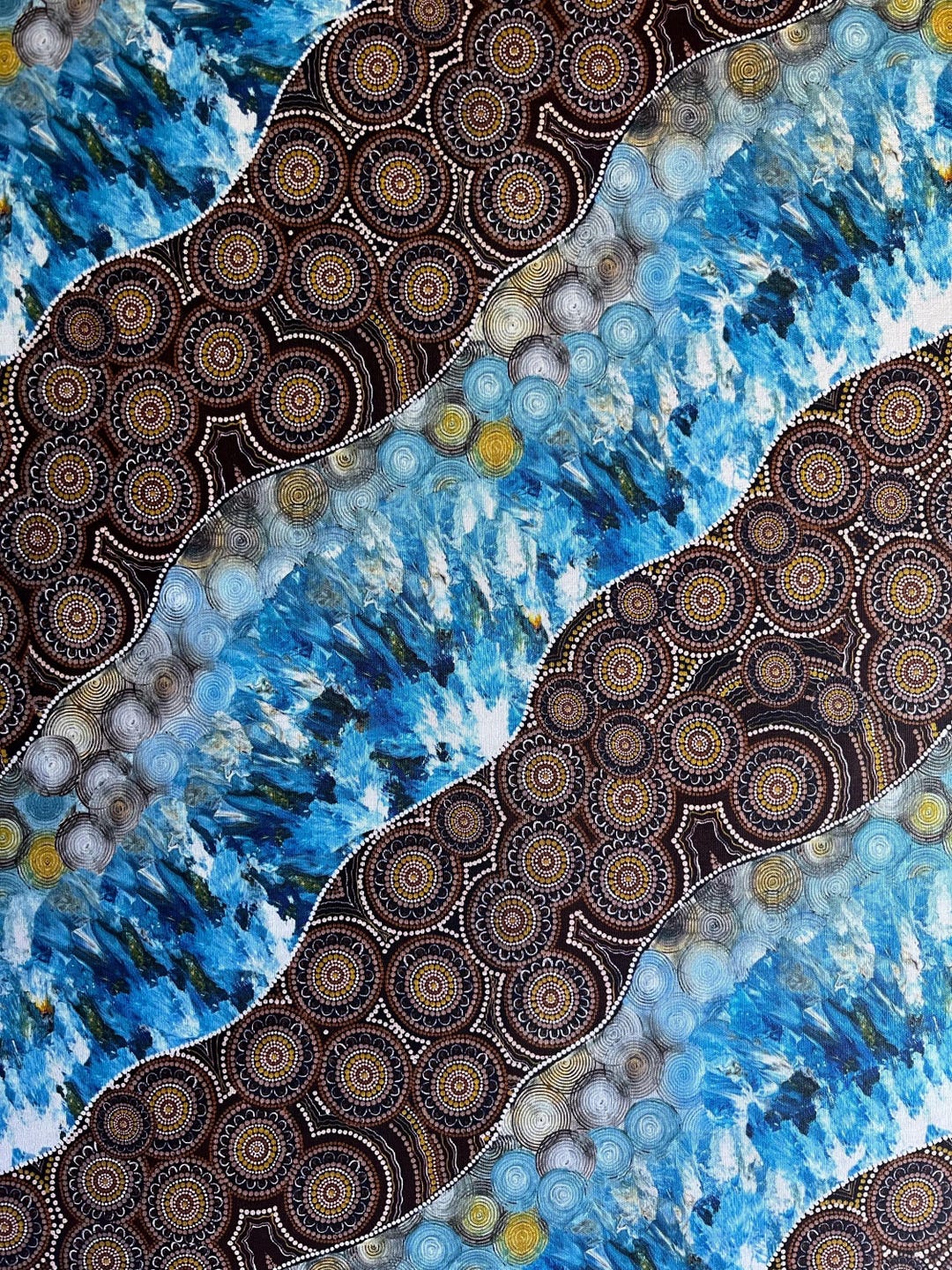 Tamay Beam Aboriginal Fabric - 'the Beach' Blue Indigenous Cotton ...