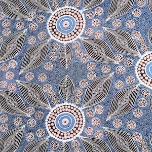 オーストラリアのアボリジナルアート「Bush Tucker」 Bush Tucker Red, an Authentic Aboriginal Fabric - Etsy
