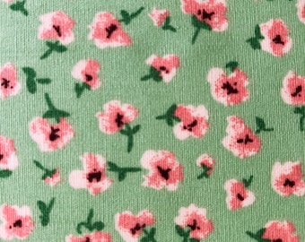 Mini Pink Roses Floral Cotton Fabric | Vintage Flower Quilting Fabric by the Yard