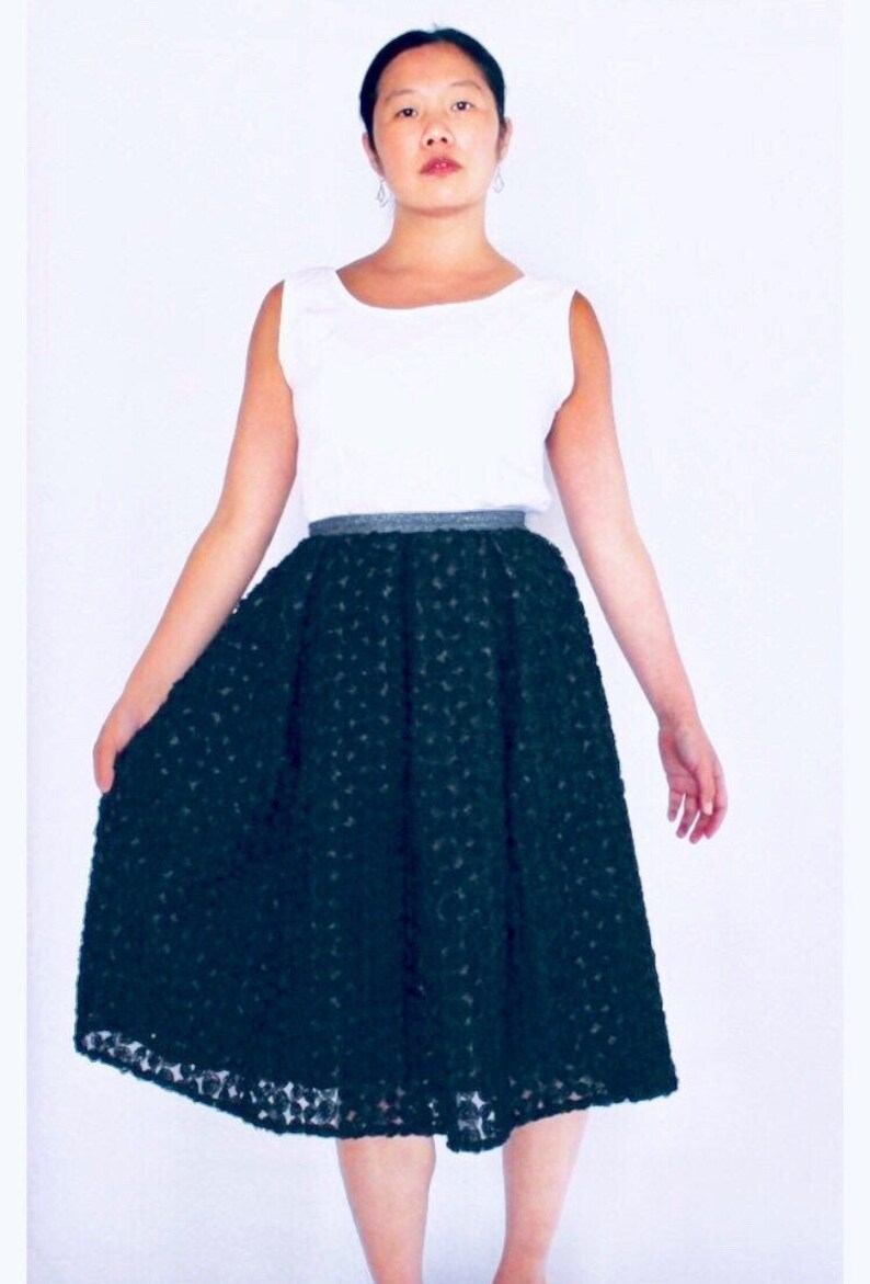 black pleated evening skirt