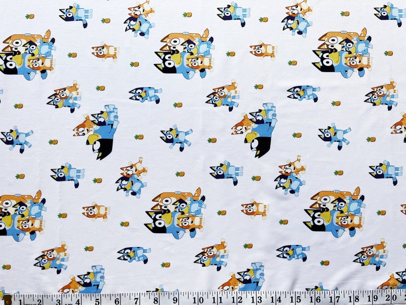Bluey Family Cotton Fabric by the Yard: Bandit Chilli Bingo Heeler ...