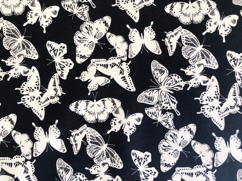 Black white butterfly stencil quilting cotton fabric by 14 or 12 yard Fat quarter fabric Australian native fabric
