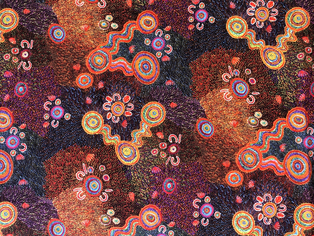 Aboriginal Art Warlu Goanna Dreaming Abstract Desert Orange Quilting