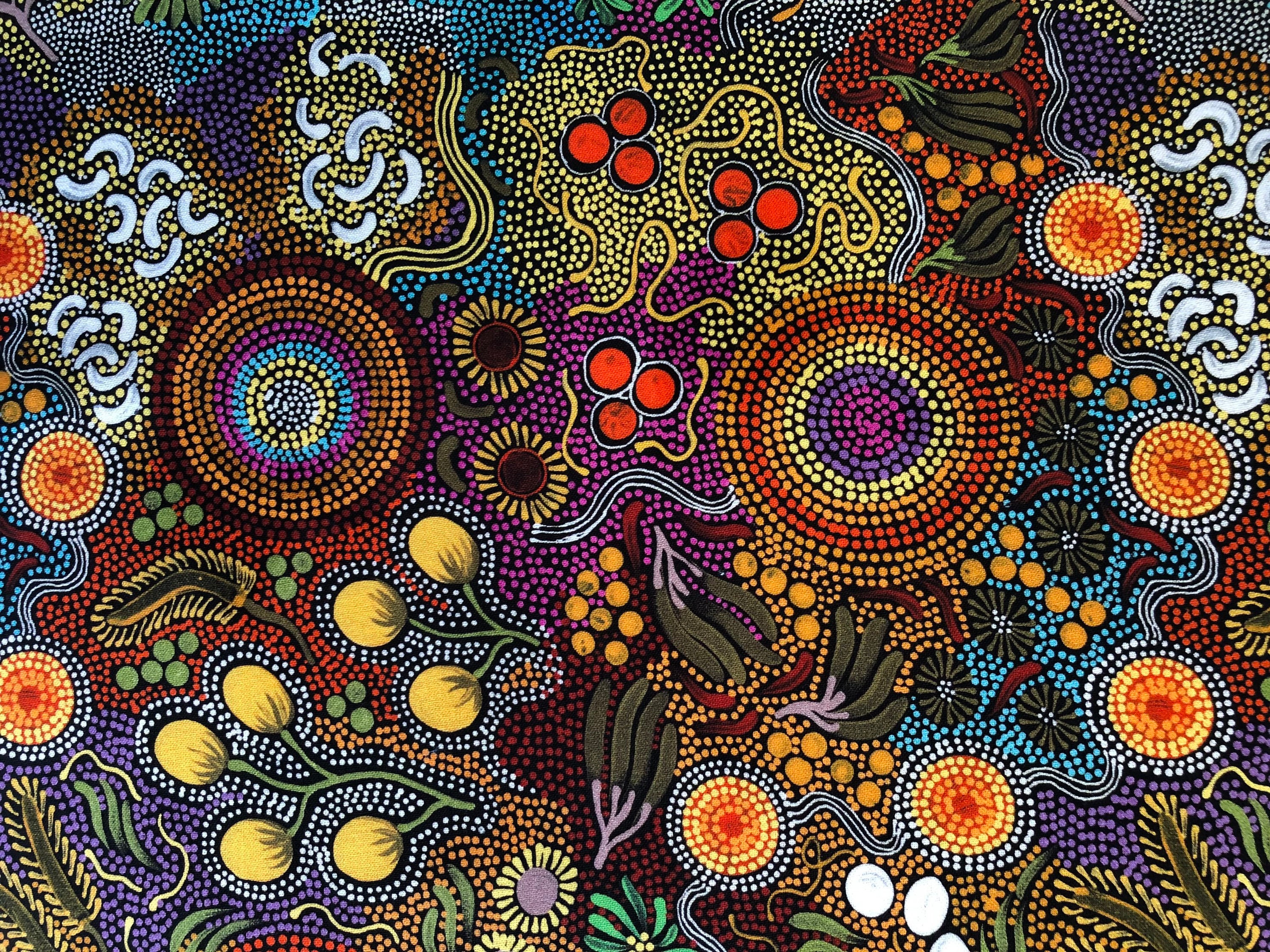 Aboriginal Art Budgerigar Dreaming Abstract Brown Orange Quilting