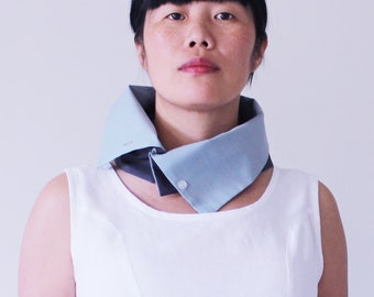 Unisex gray cotton detachable collar, Reversible mini cotton collar scarf, Cotton neck cover, Unique gift for her or him, Mother day gift