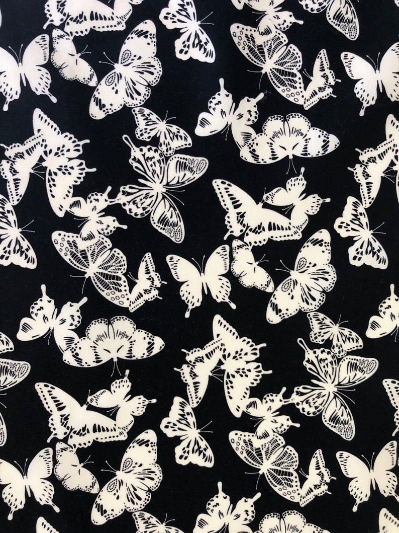 Black white butterfly stencil quilting cotton fabric by 14 or 12 yard Fat quarter fabric Australian native fabric