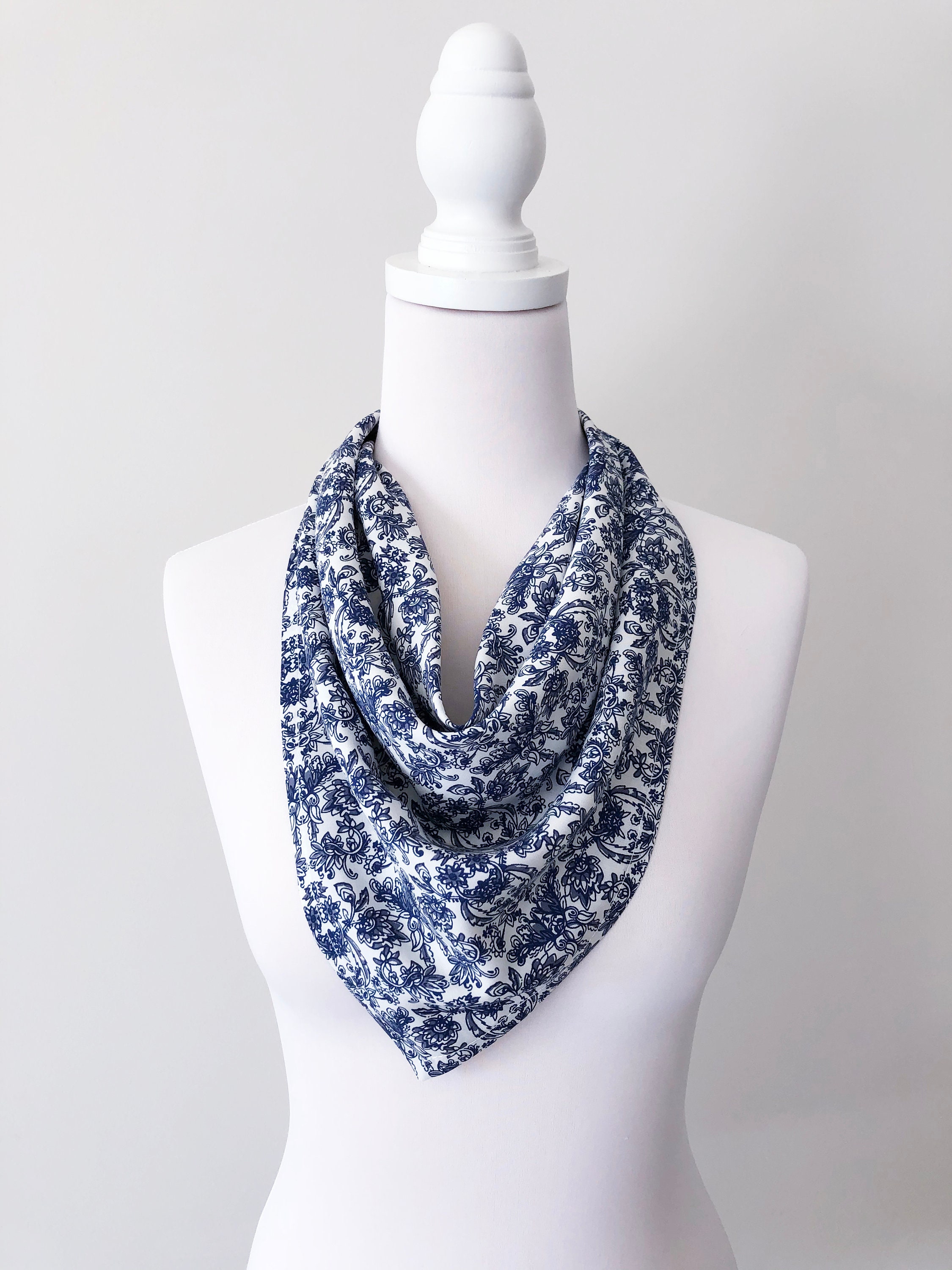 Unisex brown floral silky bandana scarf for head or neck Boho Etsy