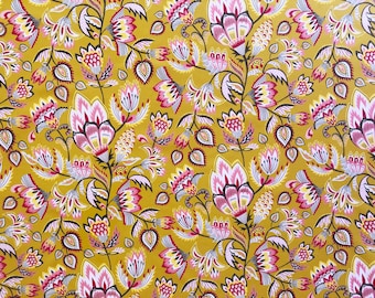 Vintage styled blooming garden mustard floral quilting cotton fabric by 1/2 yard or fat quarter