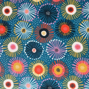 ガムフラワーブルーの抽象的なコットン生地：オーストラリアの花柄キルティング、ベビーブランケットキルティング、1ヤードあたり