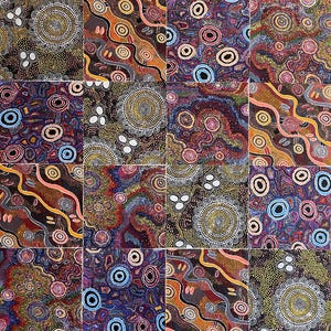 16pcs pre-cut 5&quot; x 5&quot;  Australian Aboriginal dreaming abstract quilting cotton fabric, Indigenous art fabric
