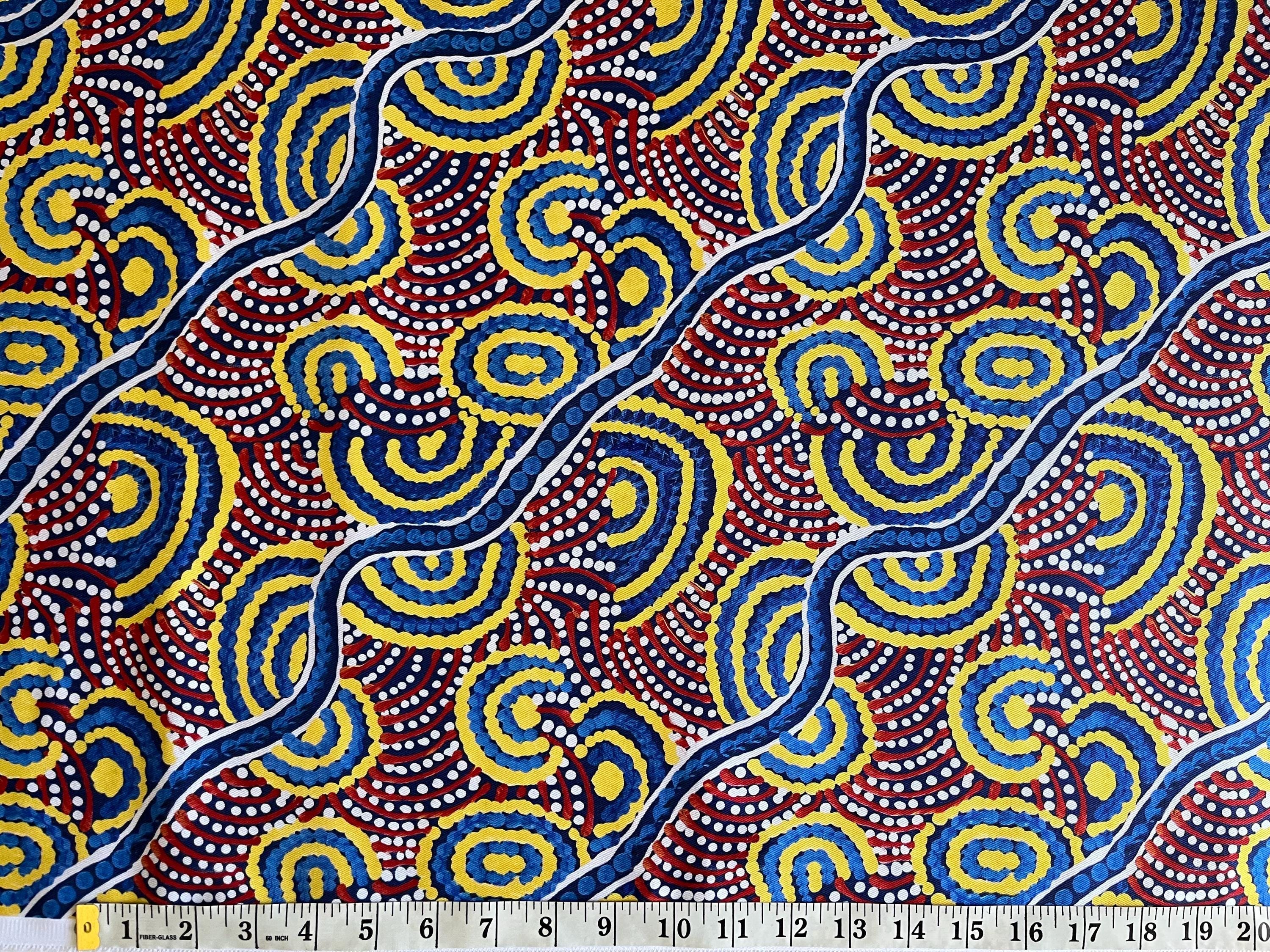 Warlukurlangu Water Dreaming Fabric, Ngapa Jukurrpa Aboriginal Cotton ...