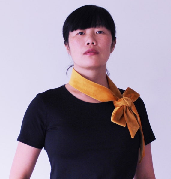 Gold Velvet Skinny Scarf, Long Dress Sash Waist Belt, Soft 