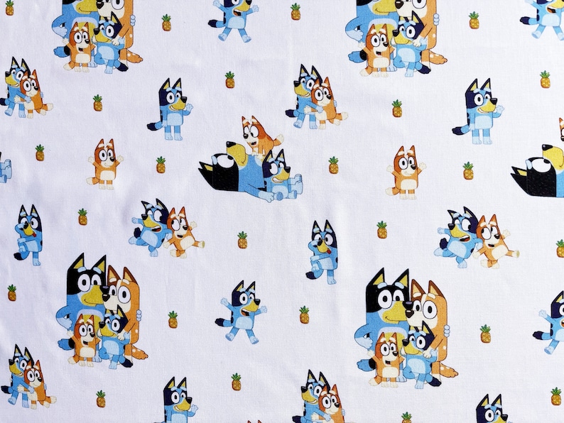 Bluey Family Cotton Fabric by the Yard: Bandit Chilli Bingo Heeler ...