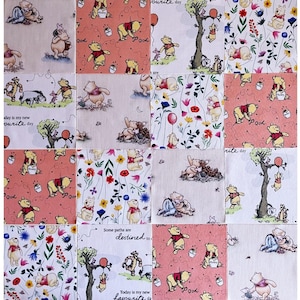Winnie the Pooh Cotton Fabric Squares, 5 Inch Square Quilting Bundle, Baby Blanket Quilting Cotton, Winnie Piglet Friend Disney Quilting
