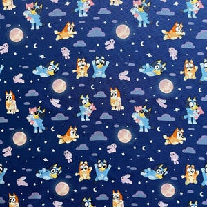 Bluey & Bingo Moon Fabric by the Yard, Navy Blue Cotton Quilting ...