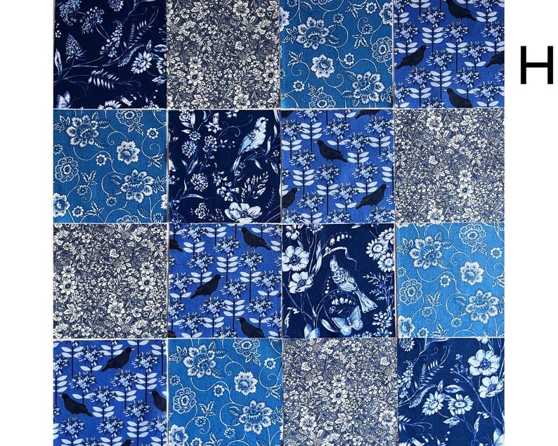 Rosella Bird, Butterfly and Flowers Moonlight Blue Quilting Cotton