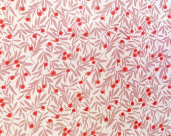 Australian native gum leaves & flowers beige floral quilting cotton fabric by 1/4, 1/2 yard or fat quarter