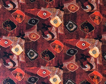 Maureen Hudson Nampajimpa Fabric - Women's Dreaming Aboriginal Dot Art - Ochre Brown Indigenous Cotton - By the Yard