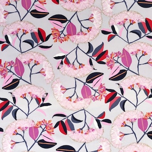 Lilly Pilly Cascade flower blooming gray floral quilting cotton fabric by Half yard or Fat quarter, Australian native floral fabric